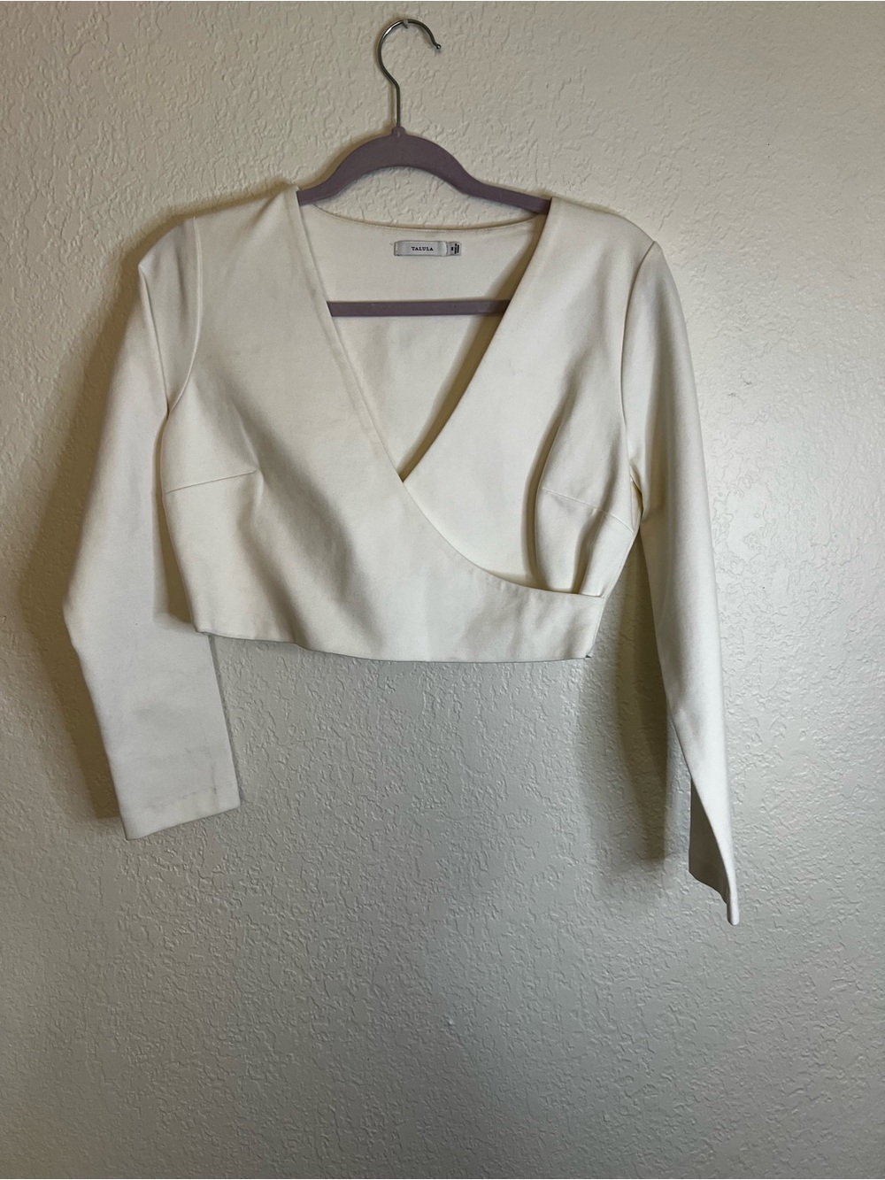 Aritzia Talula Wrap Crop Top White Medium